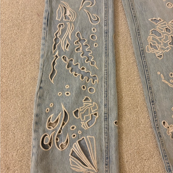 BDG High Waisted Flare Jeans Cutout Seascape Urban Outfitters Exclusive - Picture 3 of 9